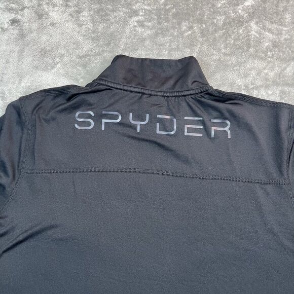 Spyder Sweatshirt Mens Large Black 1/4 Zip Long Sleeve Proweb Active Pullover - Picture 3 of 9